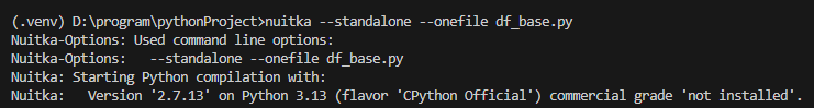 nuitka로 바로 실행하니 python 3.13에서 실행됨