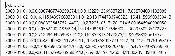 데이터프레임을 csv 파일로 저장한 화면