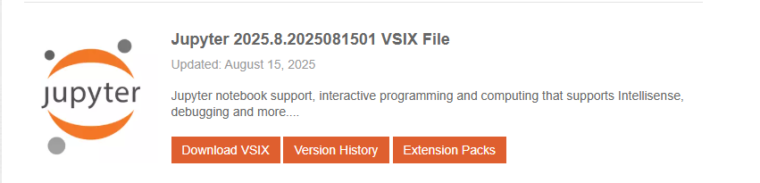 Jupyter noterbook VSIX 파일 다운로드 사이트